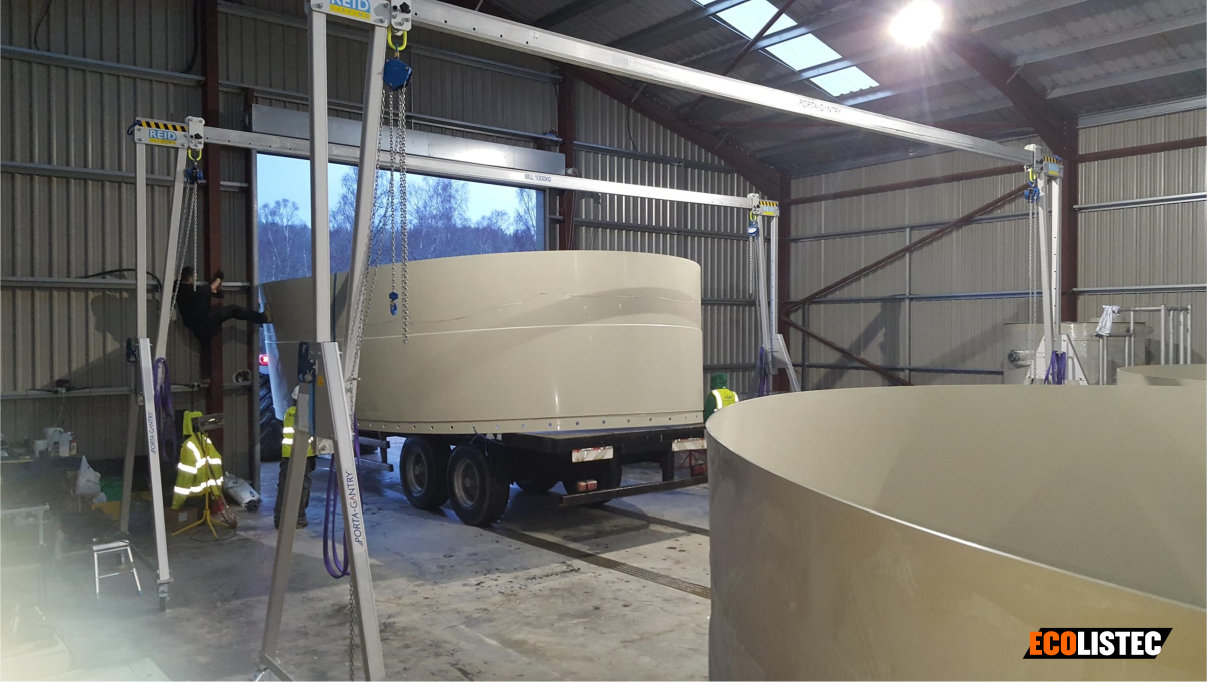 Aluminium Portalkran in einer Fischfarm